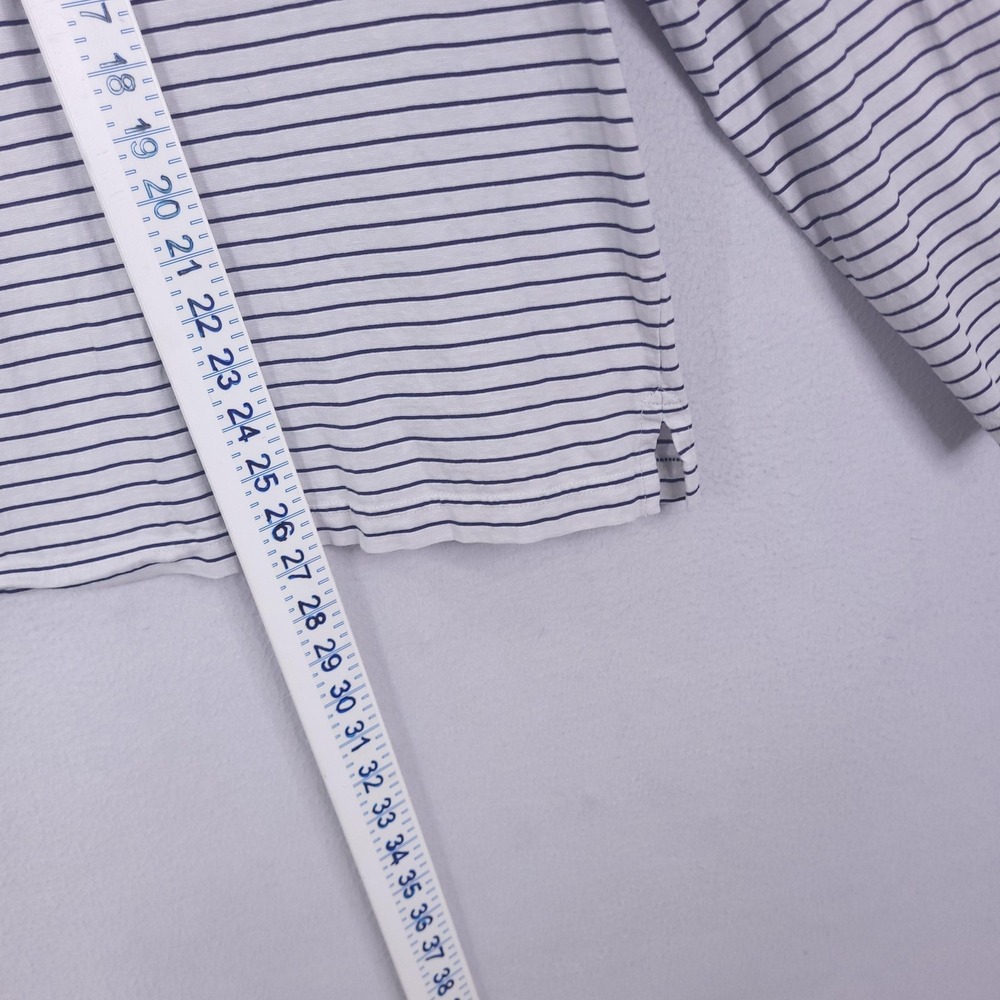 J McLaughlin Polo Shirt Mens XL White Navy Stripe Long Sleeve Pima Cotton Top - Picture 11 of 13